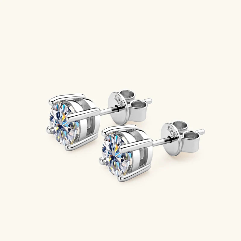 100% 925 Sterling Silver Moissanite Earrings Studs for Couple Women Men Certified 0.5CT 1CT 2CT D Color Moissanite Jewelry
