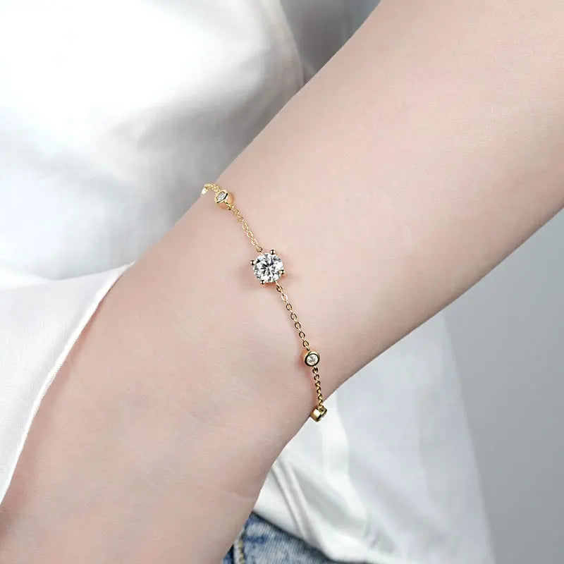 2025 Fashion Bracelets 6.5mm 1CT D All Moissanite Bracelet for Women 925 Silver Adjustable Chain Lab Diamond Jewelry Gifts