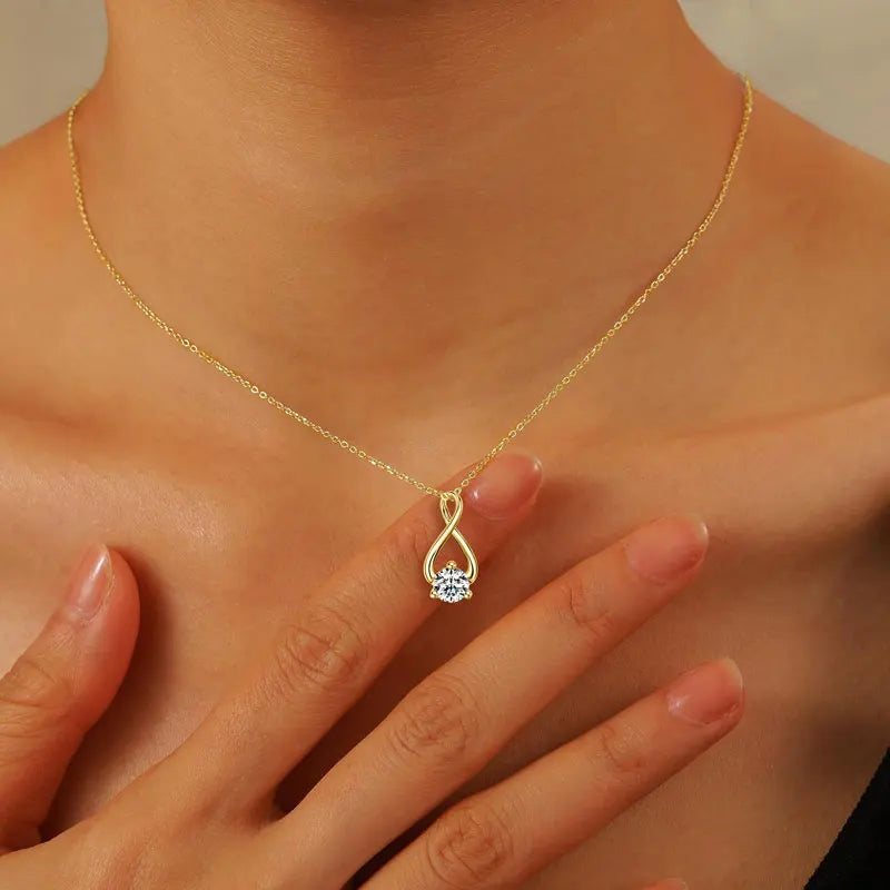 6.5mm 1ct D Moissanite Infinity Pendant Necklace for Women Silver 925 Adjustable Chain 8mm 2ct Lab Diamond Infinite Charm Gifts