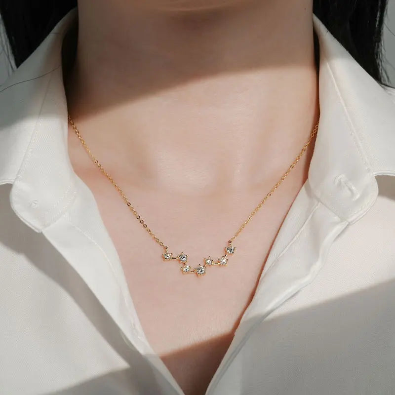 The Big Dipper Necklace Star D Moissasnite Pendant for Women Real S925 Silver Adjustable Chain Wedding Charm Jewelry Gift