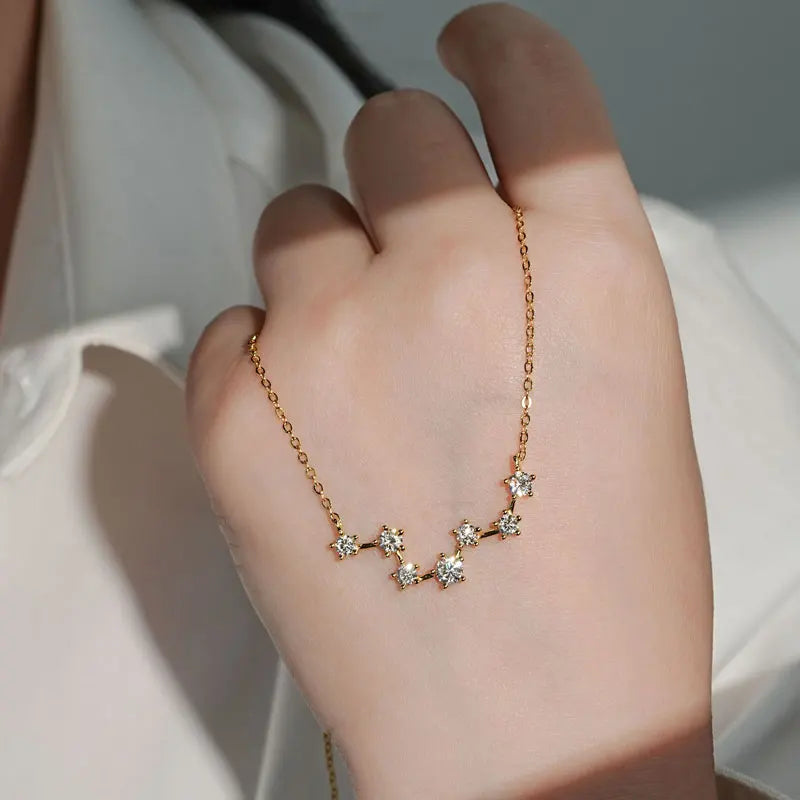The Big Dipper Necklace Star D Moissasnite Pendant for Women Real S925 Silver Adjustable Chain Wedding Charm Jewelry Gift