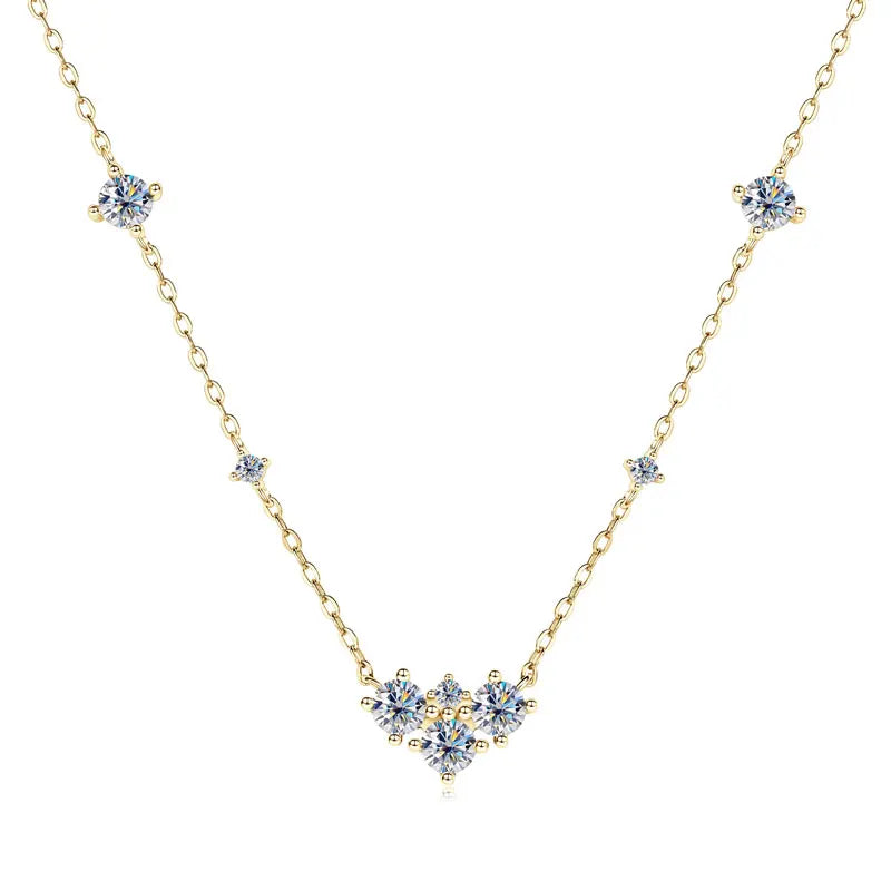 2025 New 4mm&2mm D Color Moissanite Pendant Necklace Plated 18K Gold 925 Silver Chain Jewelry GRA Certified for Women Girl Gifts