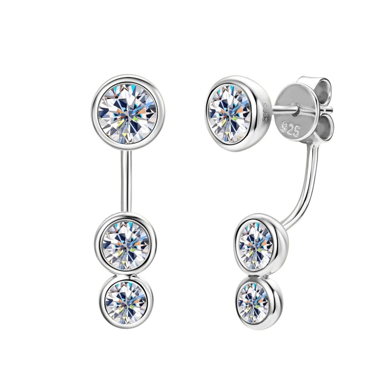 2024 Trendy Real 925 Silver D Moissanite Drop Earrings Piercing Stud Earrings Jacket Certified Jewelry for Women Gift GRA