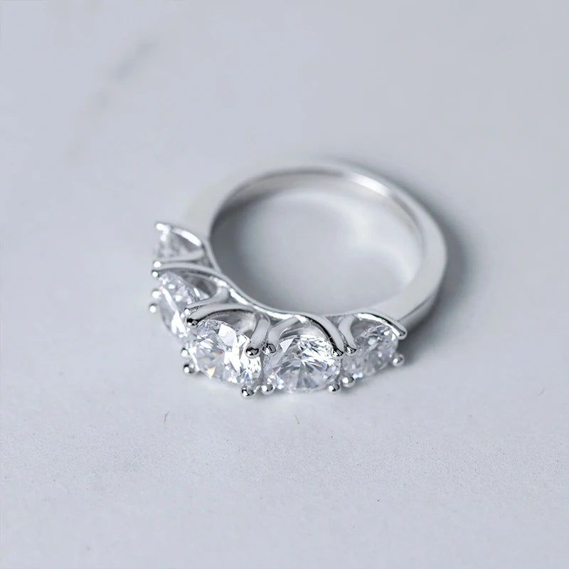 D Color Moissanite Wedding Engagement Ring For Women 925 Silver 6.5mm&6mm&5mm Lab Diamond 5 Stones Promise Rings Finger Jewelry