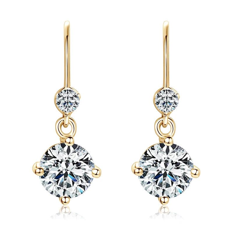 Hook Earrings Real 925 Silver 6.5mm 1ct Round Moissanite Drop Dangle Earring GRA Certified Wedding Jewelry for Women Gift
