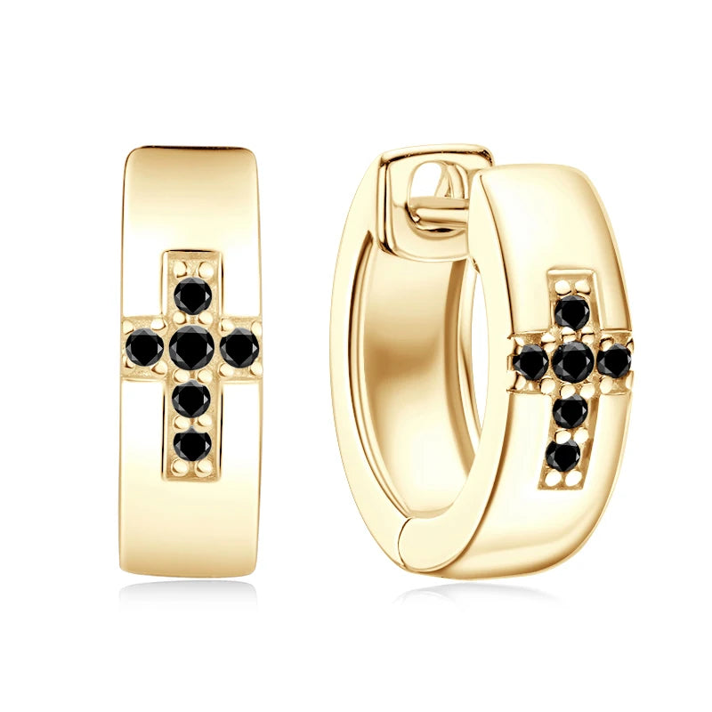 Cross Hoops Men's Earrings Moissanite Diamond Huggie Earring for Women 925 Sterling Silver Earrings Jewelry Birthday Gifts