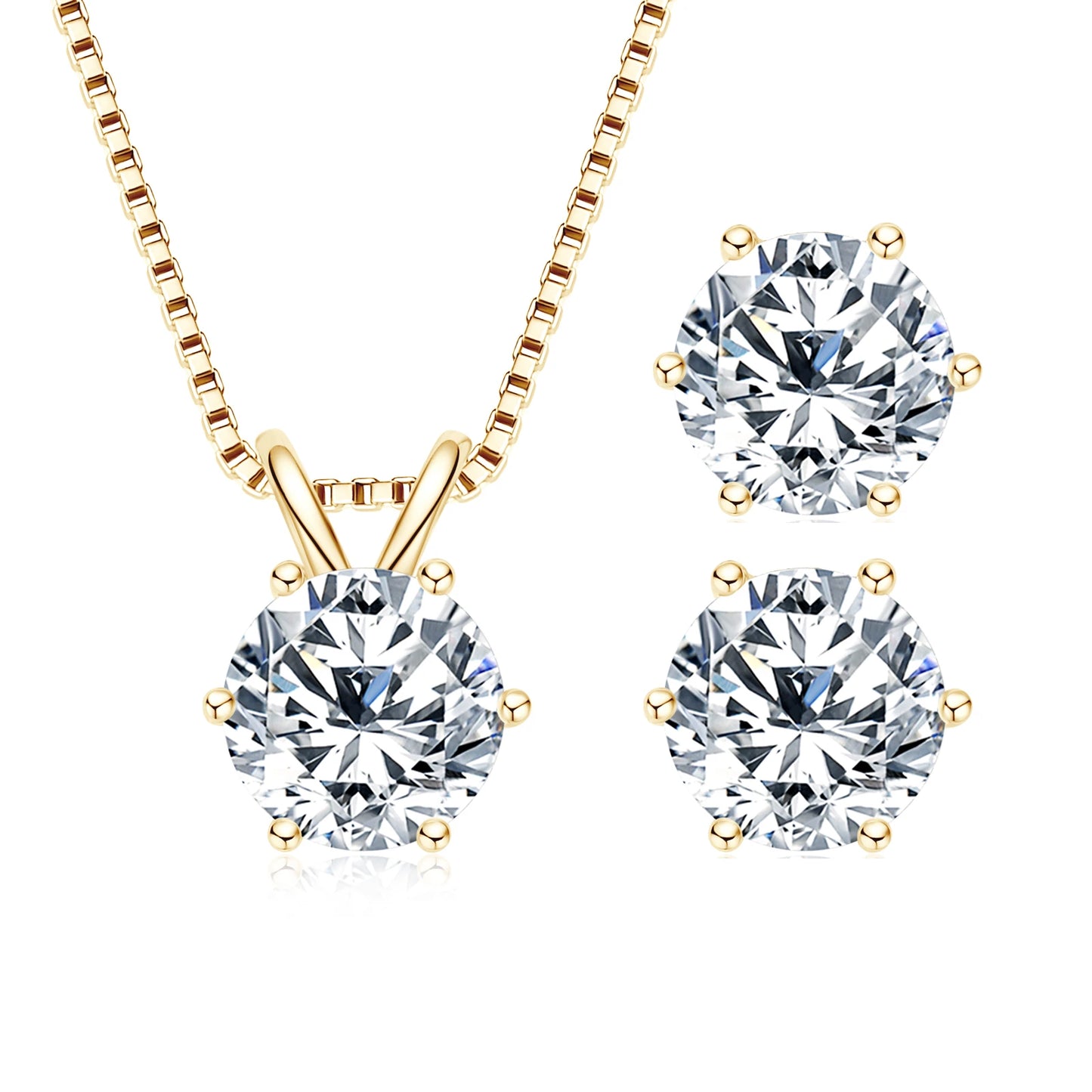 18K Gold Plated Jewelry Set 3.0ctw D Color Moissanite for Women Men Real 925 Silver Stud Earrings Pendant Necklace Free Shipping