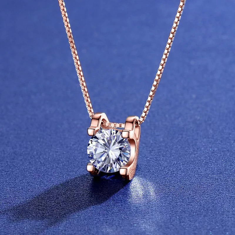 Sparking D0.5CT D Color Moissanite Diamond Pendant Necklace Original Solid Silver 925 Jewelry Women Friend Gift Certified