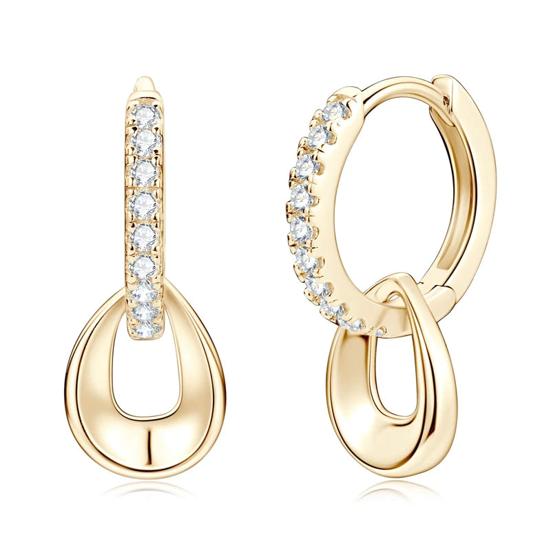 D Moissanite Hoops Earrings Silver 925 1.3mm Round Cut Certified Jewelry for Women Detachable Dangle Earring Gifts for her