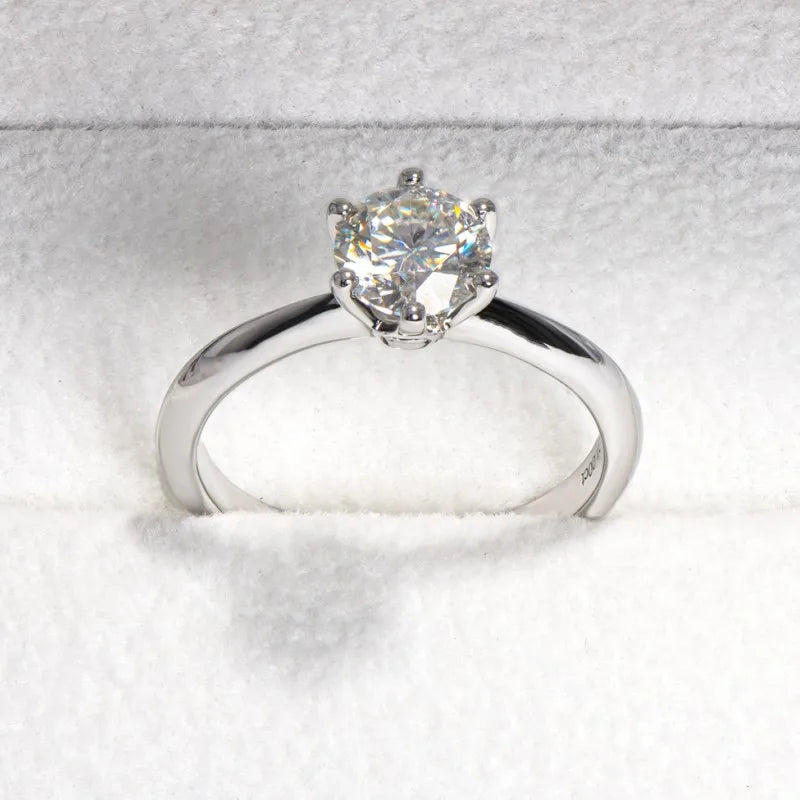 Classic 0.5ct 1.0ct D Color Moissanite Diamond Wedding Rings For Women S925 Sterling Silver Engagement Bands Fine Jewelry