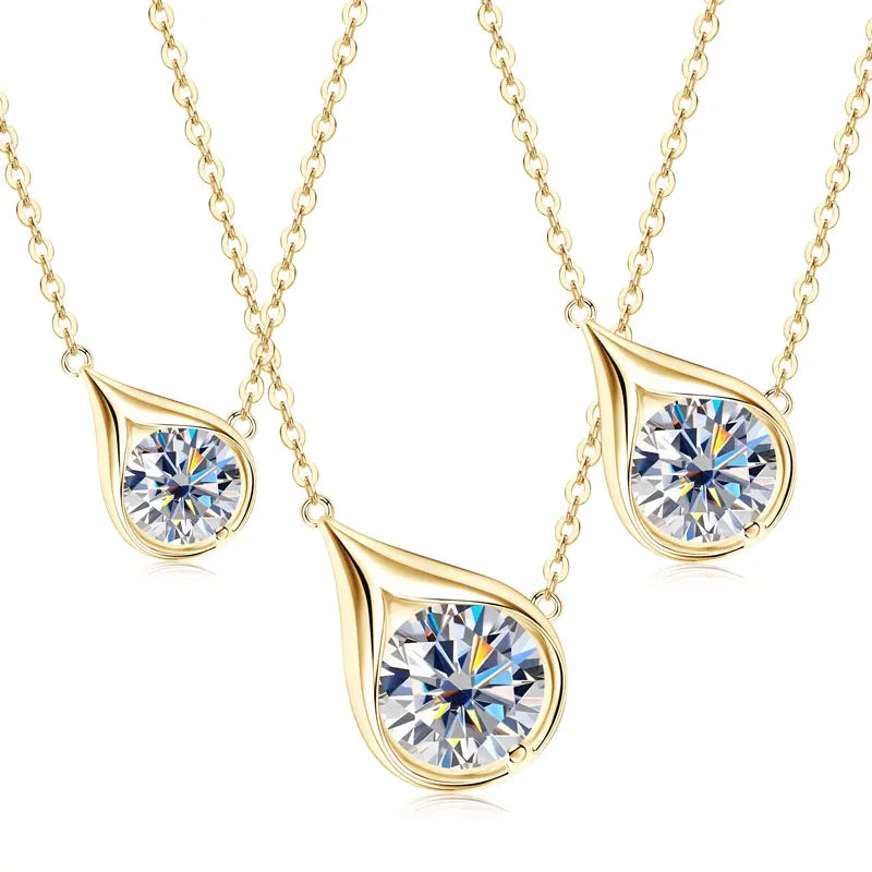 3CT 2CT 1CT D Moissanite Solitaire Pendant Necklace for Women 925 Silver Adjustable Chain 6.5mm/8mm/9mm Lab Diamond Jewelry Gift