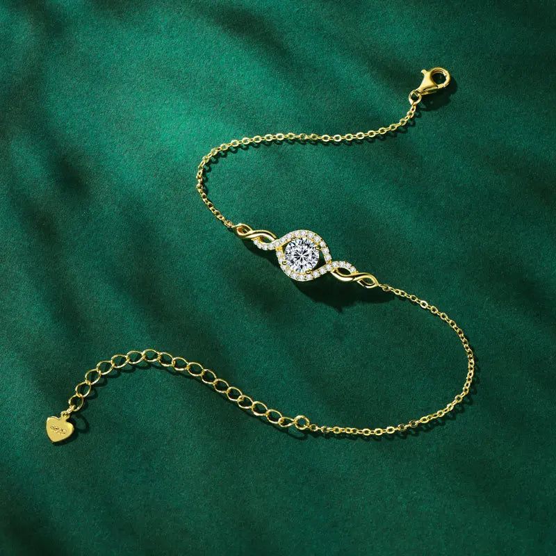2025 1CT 6.5mm Infinity Moissanite Bracelet 925 Silver Adjustable Chain Evil Eye Bracelets for Women Hand Jewelry Gift GRA