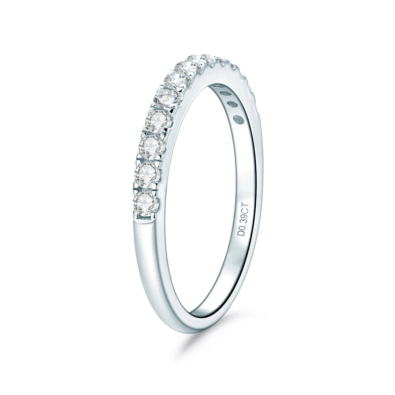 Classic Stackable Rings 925 Sterling Silver 2mm D Moissanite Eternity Band Wedding Engagement Ring for Women Fine Jewelry
