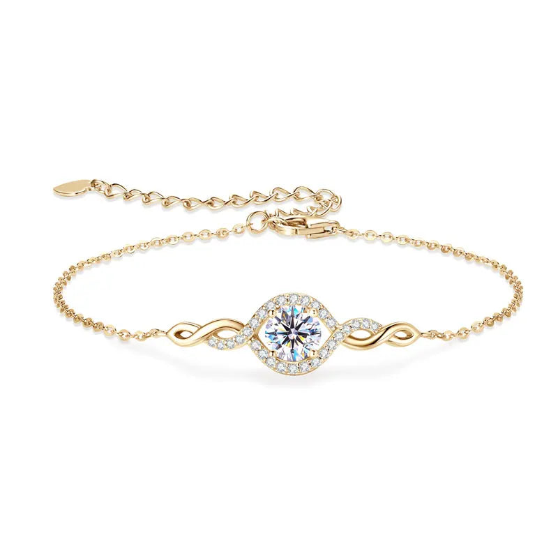 2025 1CT 6.5mm Infinity Moissanite Bracelet 925 Silver Adjustable Chain Evil Eye Bracelets for Women Hand Jewelry Gift GRA