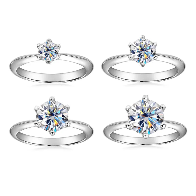 0.5CT-3.0CT Moissanite Solitaire Ring 925 Silver Plated White Gold Engagement Wedding Band For Women Certified Finger Ring