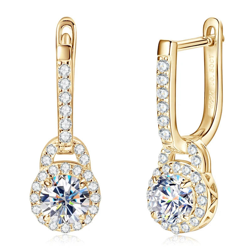 2024 Luxury Women's Hoop Earrings Real Silver 925 5mm Round Moissanite Drop Earrings Wedding Fine Jewelry Party Valentine Gift