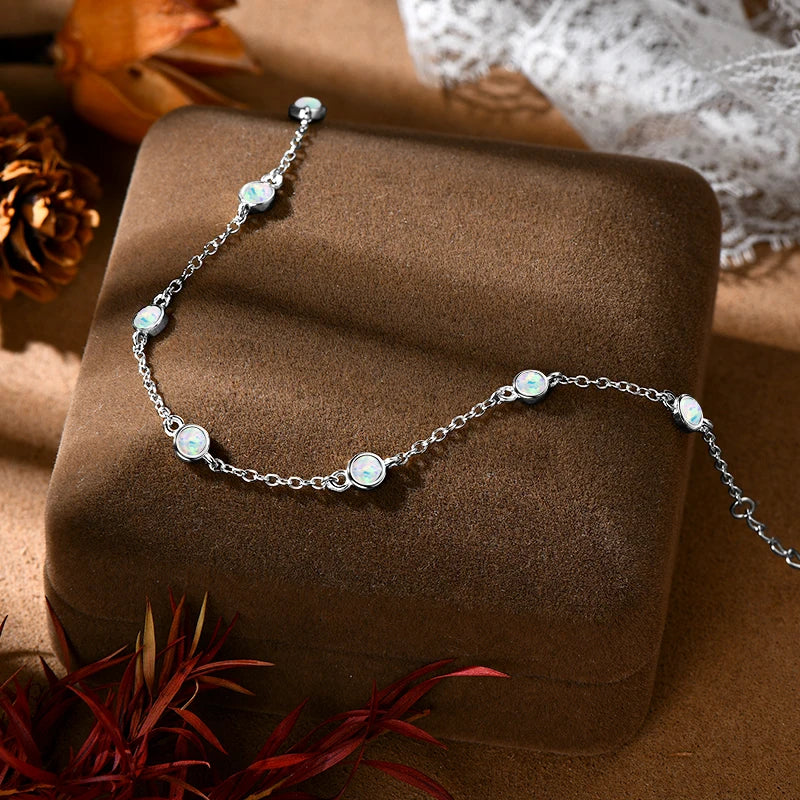 3mm Bezel Opal Bracelet 2024 Trendy 925 Silver Adjustable Chain Full of Stars Bracelet for Women Girl Gift Christmas Jewel