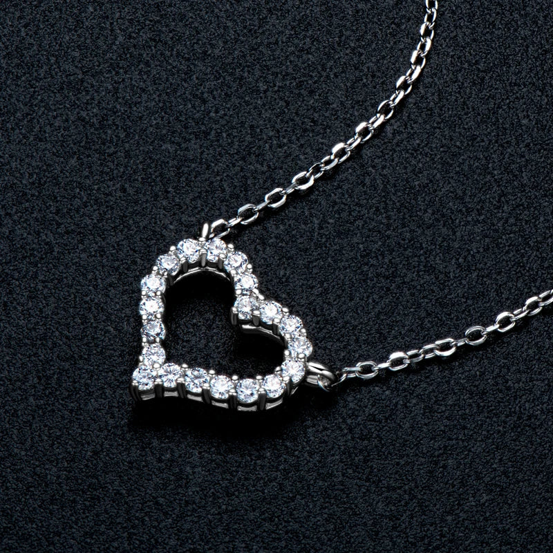 D Color Moissanite Love Heart Jewelry Sets for Women 925 Silver Stud Earrings Pendant Necklace 2 In 1 Set Anniversary Gift