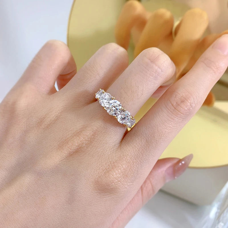5 Stone Rings 3.6cctw D Color Moissanite Engagement Wedding Bands Sliver 925 for Women Sparkling Diamonds Jewelry With GRA