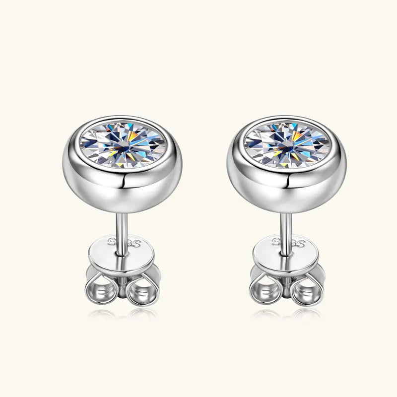 Bezel 5mm 6.5mm 1CT D Color Moissanite Earrings 925 Sterling Silver Plated K Gold Earrings for Men Women Gift Valentine's