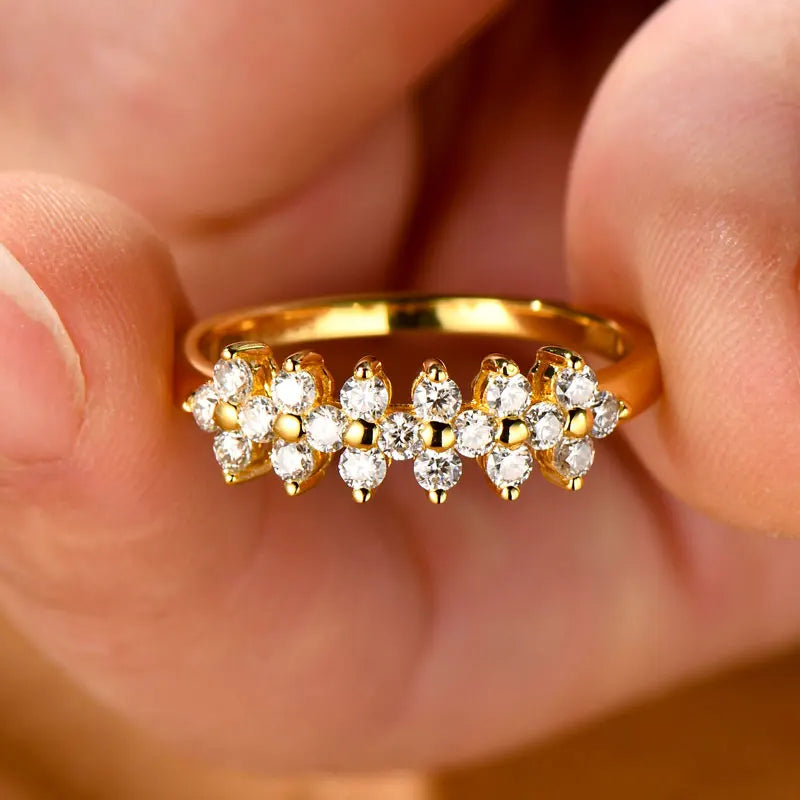 Fashion 2mm D All Moissanite Rings for Women 925 Silver Flower Eternity Ring Bands Daily Wear Finger Jewelry Gifts 2025