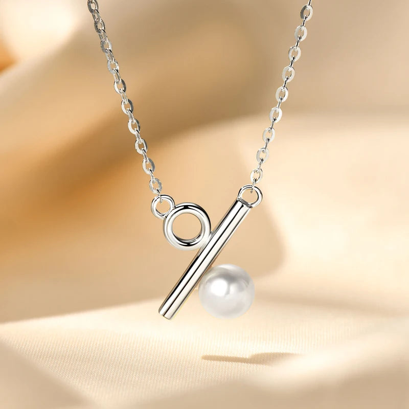 S925 Silver Percentage % Pendant Necklace 5.5-6mm Natural Freshwater Pearl Necklaces For Women Fine Jewelry 2025 Trend
