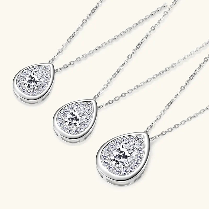 2025 2CT 1.5CT 1CT Pear Cut D Moissanite Waterdrop Pendant Necklace for Women 925 Silver Adjustable Chain GRA Certified Jewelry