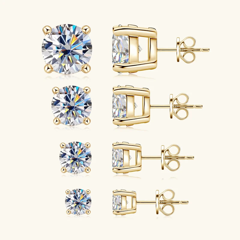 100% 925 Sterling Silver Moissanite Earrings Studs for Couple Women Men Certified 0.5CT 1CT 2CT D Color Moissanite Jewelry