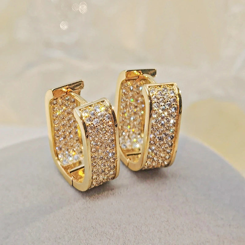Luxury Square Hoop Earrings Dazzling Full Micro Paved Moissanite Real 925 Silver for Women Men Party Wedding Jewelry Gifts