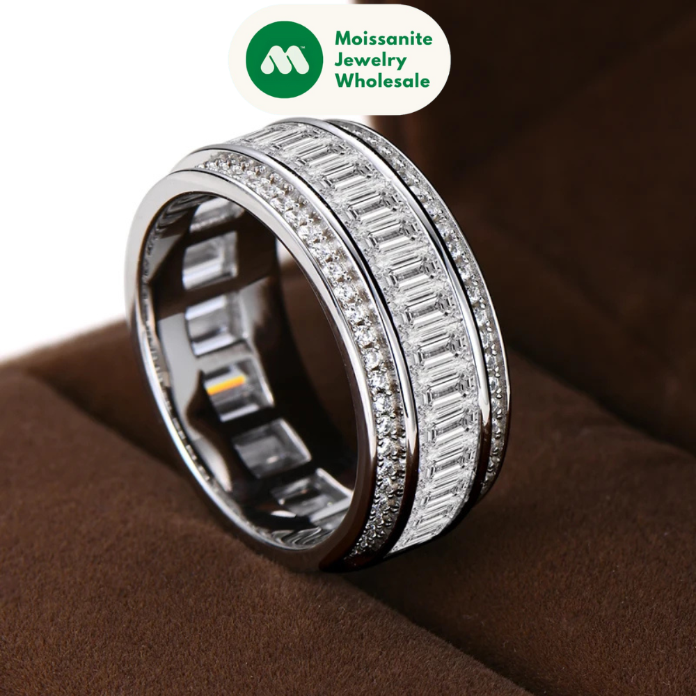 Luxury 5A CZ Full Eternity Ring Band Silver 925 Wide Wedding Promise Rings for Women Men Zircon Diamond Engagement Jewelry