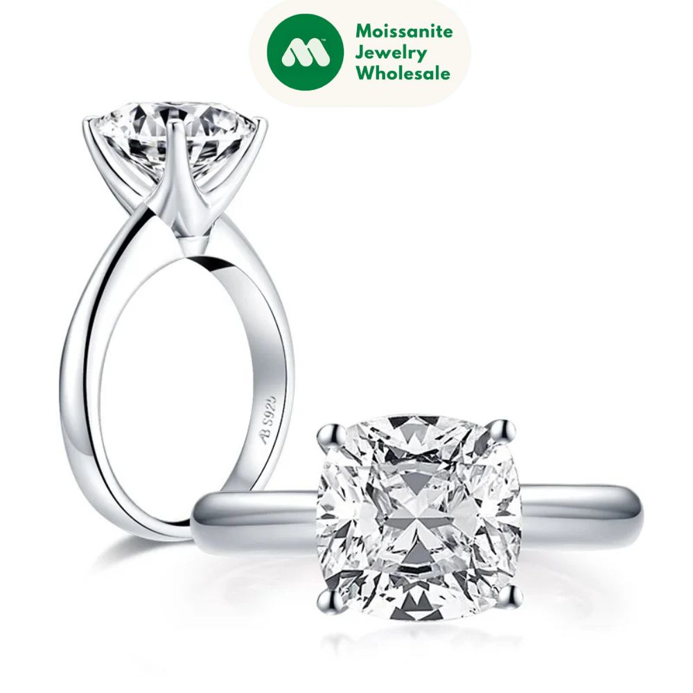 925 Sterling Silver 3.0ct Cushion Cut Solitaire Engagement Ring Simulated Diamond Silver Wedding Rings Jewelry For Women