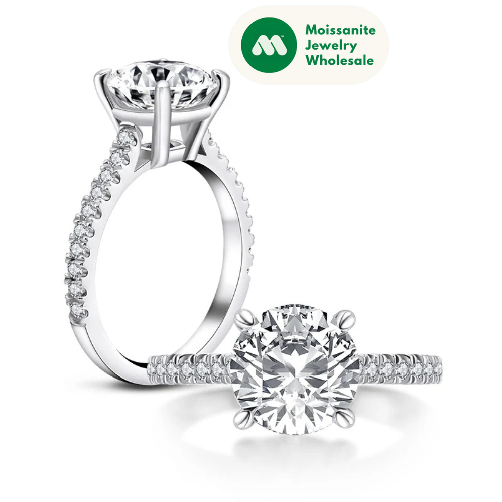 925 Sterling Silver 3ct Round Cut Engagement Rings Sparkling Zirconia Wedding Jewelry Luxury Pave Single Row Ring For Girl