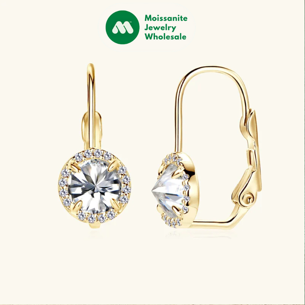 Tren-dy 6.5mm 1.0CT Moissanite Drop Earrings for Women 925 Silver 18k Gold Plated Clip Hoop Earrings Wedding Jewelry Gifts