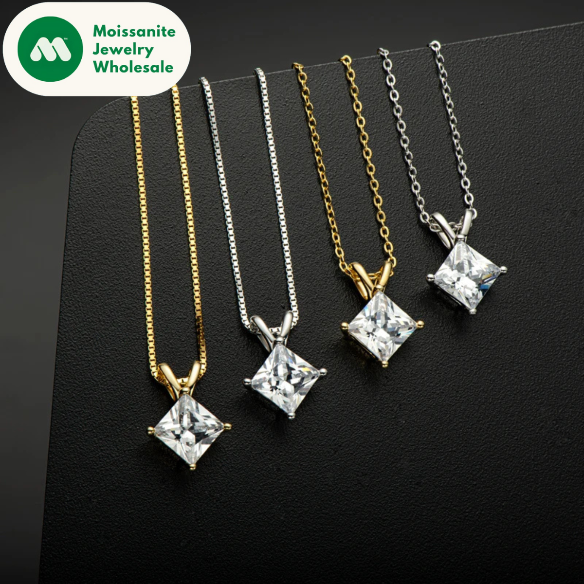 925 Sterling Silver Princess Cut 7*7mm Cubic Zirconia Solitaire Pendant Necklace Aesthetic Accessories for Women Jewelry