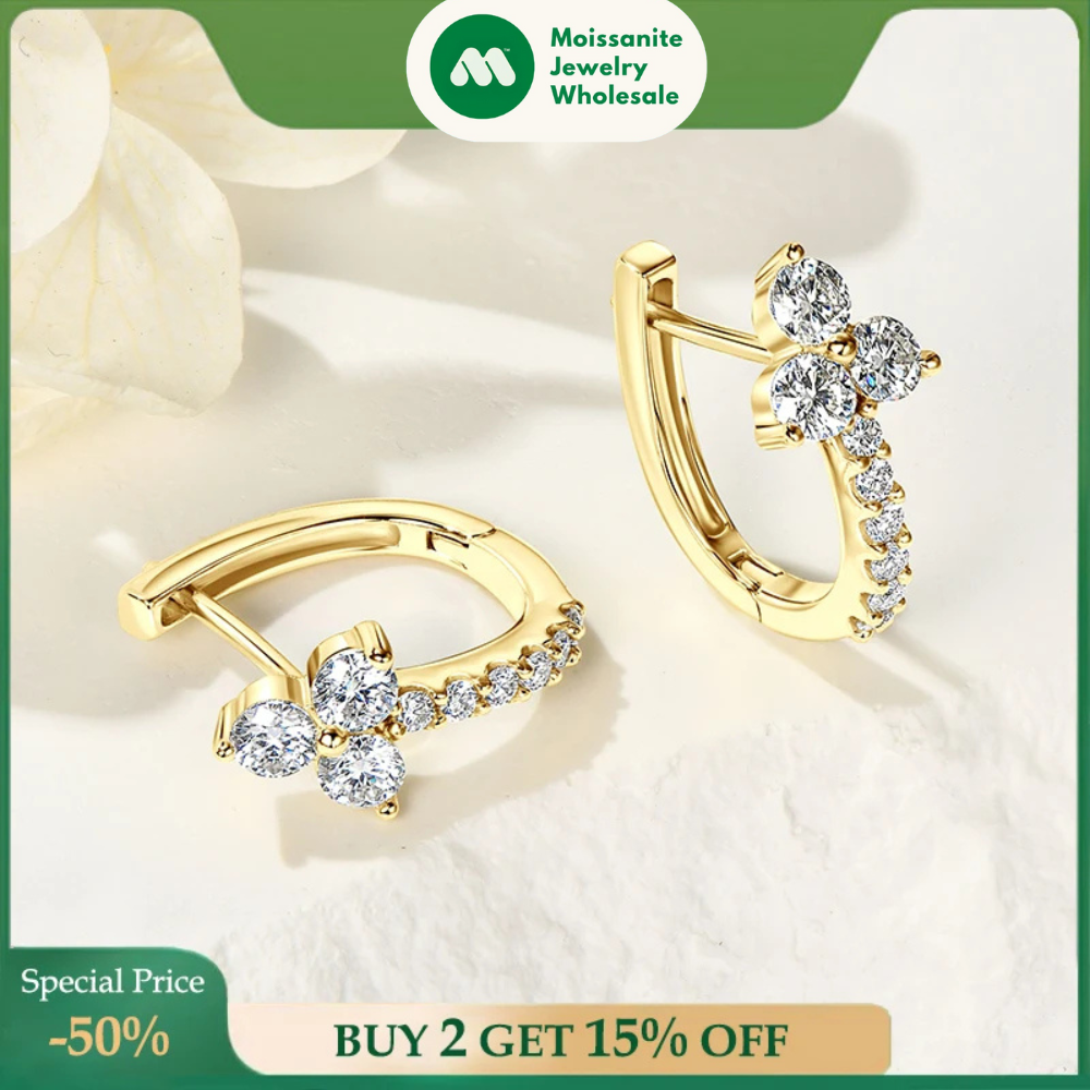 3mm&1.5mm Moissanite Hoop Earrings for Women 925 Sterling Silver Delicate U Shaped Huggie Earrings 2025 Wedding Jewelry