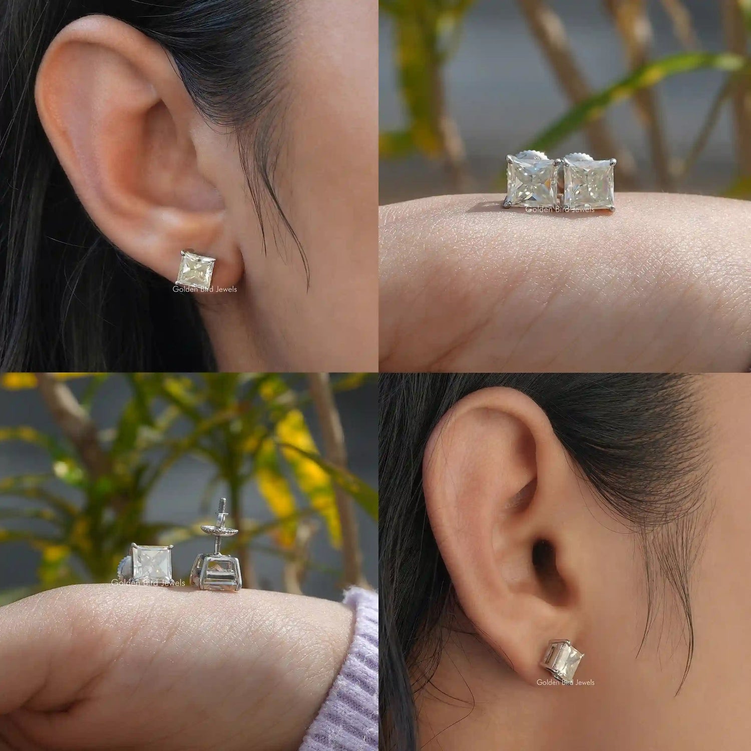 Moissanite Princess Cut Earrings - Jewelry Wholesale Collection