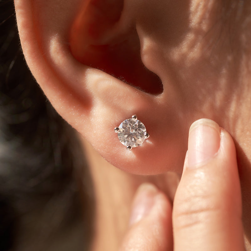 White Gold Moissanite Earrings - Jewelry Wholesale Collection