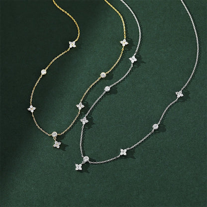 Fashion Cute Four-leaf Clover Moissanite Pendant Necklace 925 Sterling Silver Choker For Woman Lucky Charm Jewelry Gifts