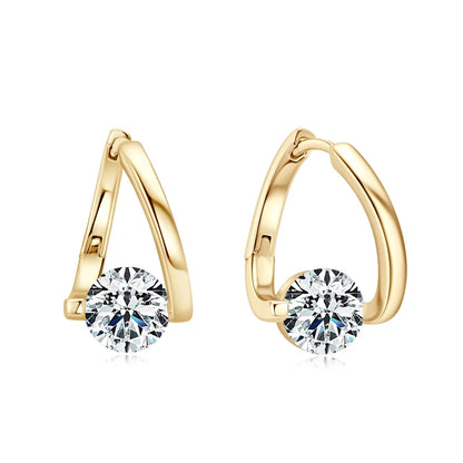 Korean Twist Hoops 1.0ct D Color Moissanite Earrings For Women Real 925 Silver Solitaire Diamond Stud Earrings Jewelry
