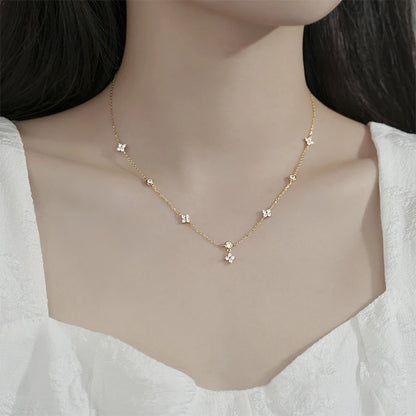 Fashion Cute Four-leaf Clover Moissanite Pendant Necklace 925 Sterling Silver Choker For Woman Lucky Charm Jewelry Gifts