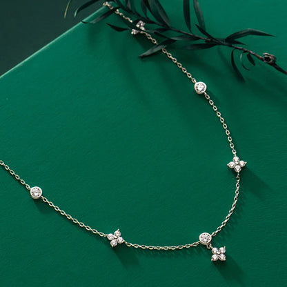 Fashion Cute Four-leaf Clover Moissanite Pendant Necklace 925 Sterling Silver Choker For Woman Lucky Charm Jewelry Gifts