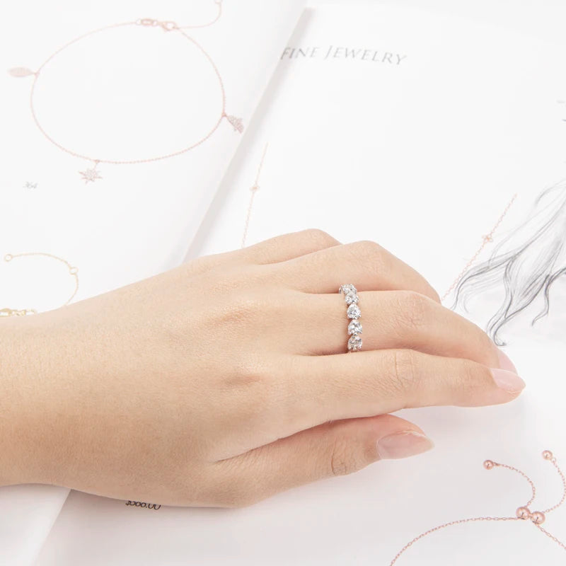 925 Sterling Silver Wedding Engagement Full Enternity Rings Anniversary Heart Cut Ring Silver Women Bridal Ring Jewelry
