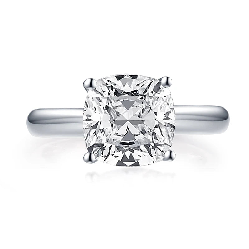 925 Sterling Silver 3.0ct Cushion Cut Solitaire Engagement Ring Simulated Diamond Silver Wedding Rings Jewelry For Women