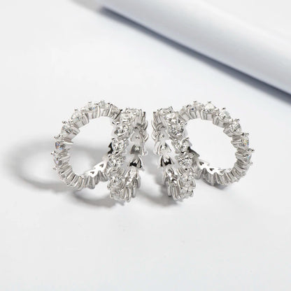 925 Sterling Silver Wedding Engagement Full Enternity Rings Anniversary Heart Cut Ring Silver Women Bridal Ring Jewelry