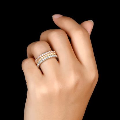 Full Eternity Bridal Ring 1.4mm Simulated Diamond Band Engagement Wedding Ring Sterling Silver 925 Jewelry for Women Men