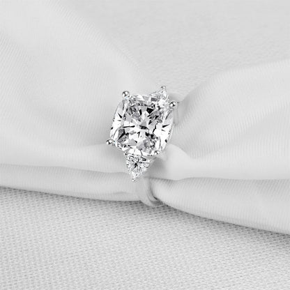 5 Carat Cushion Cut Engagement Rings for Women 925 Sterling Silver 3-Stone Anniversary Wedding Ring