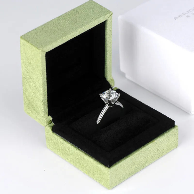 925 Sterling Silver 3.0ct Cushion Cut Solitaire Engagement Ring Simulated Diamond Silver Wedding Rings Jewelry For Women