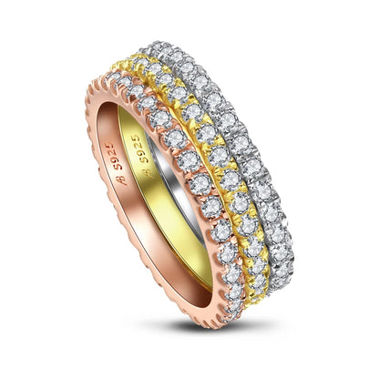 Full Eternity Bridal Ring 1.4mm Simulated Diamond Band Engagement Wedding Ring Sterling Silver 925 Jewelry for Women Men