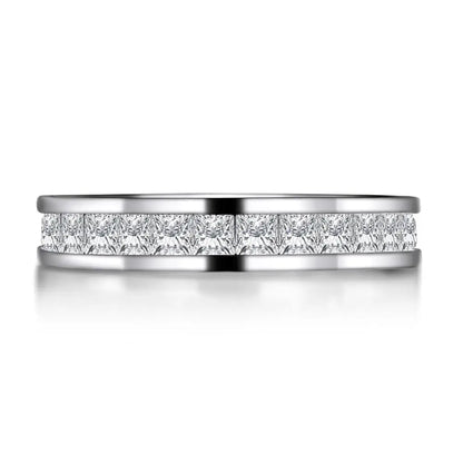 Fashion 925 Sterling Silver Full Eternity Women Engagement Ring Simulated Diamond Wedding Silver Bridal Rings Jewelry