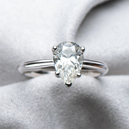 Classic 925 Sterling Silver 2.0ct Pear Moissanite Solitaire Ring Women Wedding Engagement Moissanite Rings Jewelry Lover Gifts